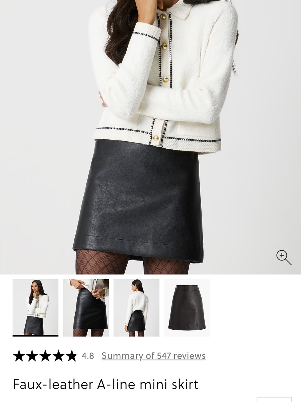 J. Crew Factory Faux-Leather A-Line Mini Skirt - Black NWT